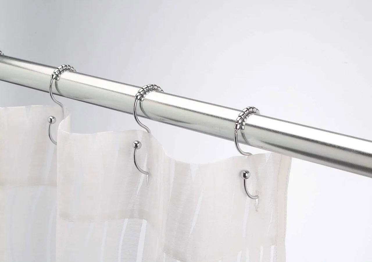 Smooth Rolling Shower Curtain Hooks - Chrome