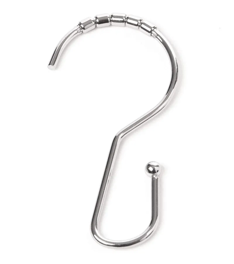 Smooth Rolling Shower Curtain Hooks - Chrome