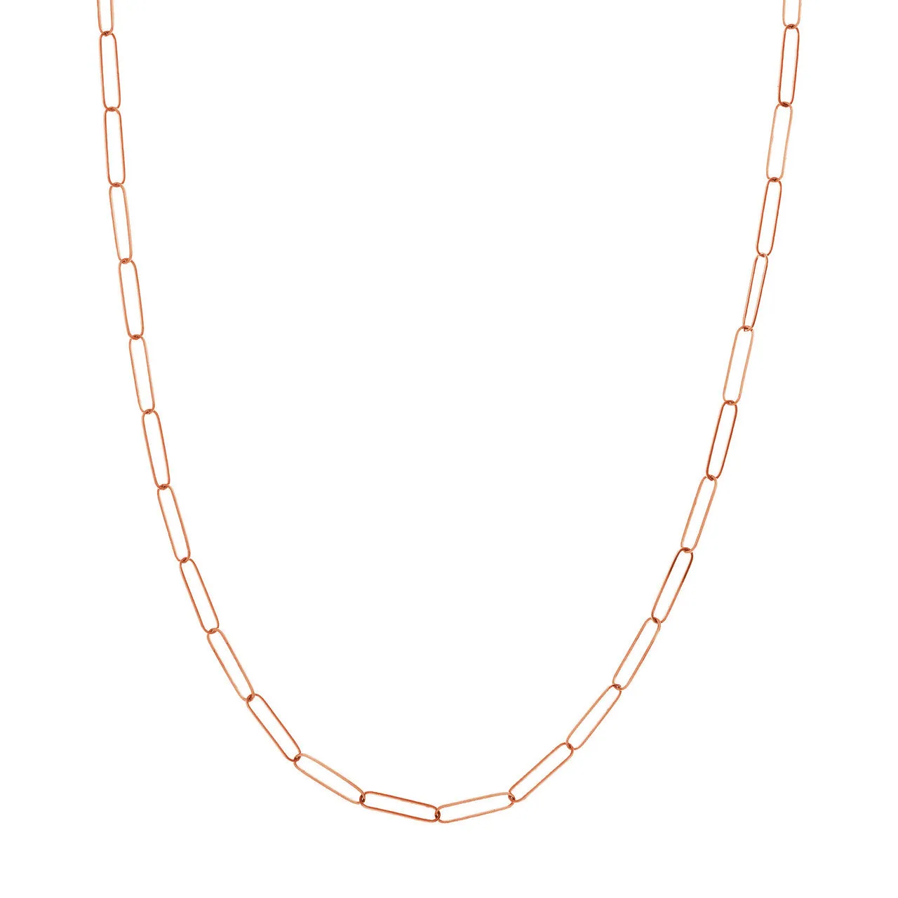 Solid 14K Gold 3.6mm Long and Thin Paperclip Chain Necklace with Lobster Lock