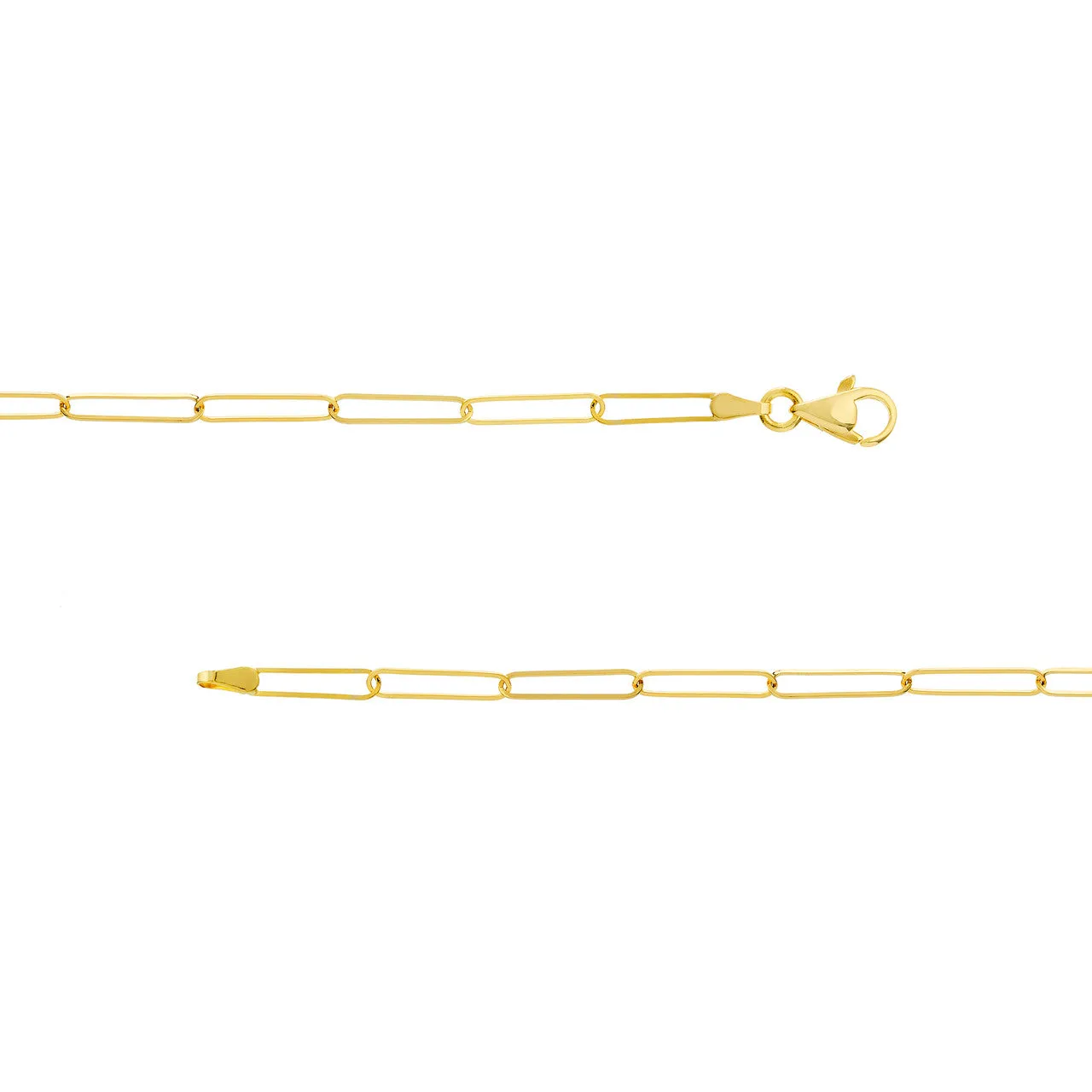 Solid 14K Gold 3.6mm Long and Thin Paperclip Chain Necklace with Lobster Lock