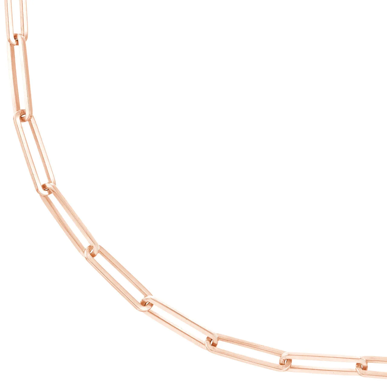 Solid 14K Gold 3.95mm Long Paperclip Link Chain Necklace with Lobster Lock