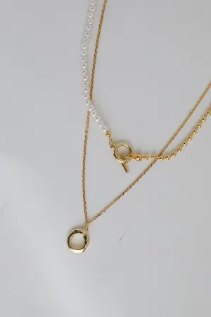 Sophia Gold Pearl Layered Chain Necklace