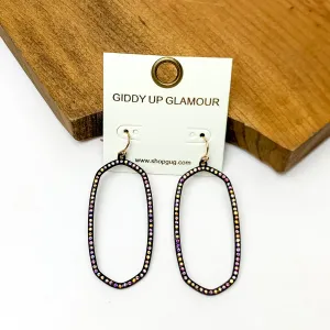 Sparkle Girl Open Oval Earrings in Black