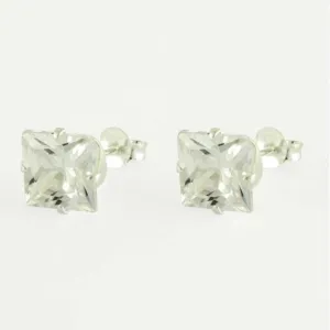 Square CZ Silver Ear Stud - Elegant Jewelry for Every Occasion