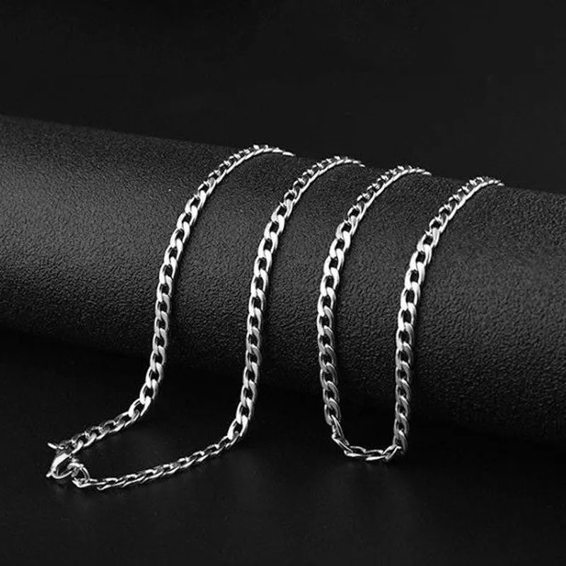 Stainless Steel Chain Necklace Long Hip Hop for Women Men on The Neck Fashion Jewelry Gift Accessories Silver Color Choker