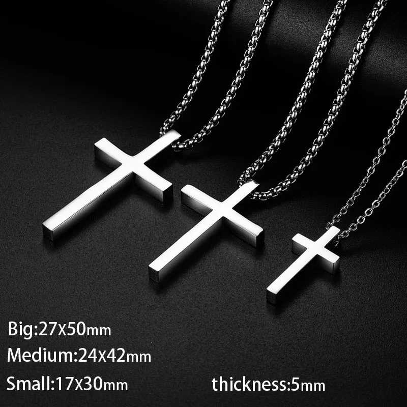 Stainless Steel Cross Pendant Necklace for Men Women Minimalist Jewelry Male Female Necklaces Chokers Silver Color