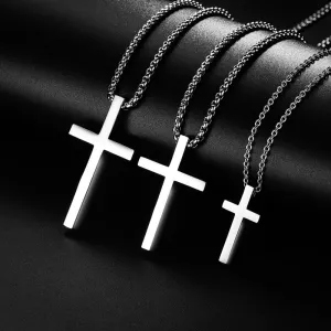 Stainless Steel Cross Pendant Necklace for Men Women Minimalist Jewelry Male Female Necklaces Chokers Silver Color