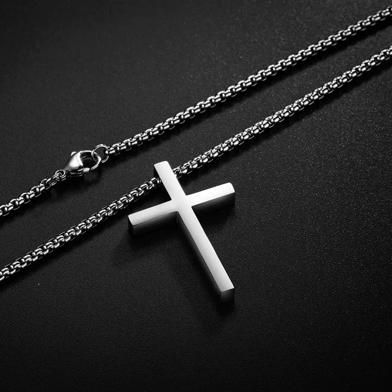 Stainless Steel Cross Pendant Necklace for Men Women Minimalist Jewelry Male Female Necklaces Chokers Silver Color