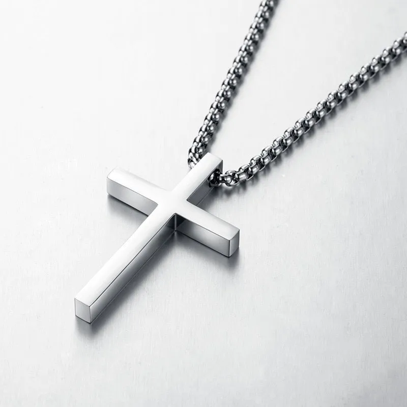 Stainless Steel Cross Pendant Necklace for Men Women Minimalist Jewelry Male Female Necklaces Chokers Silver Color