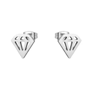 Stainless Steel Diamond Stud Earrings