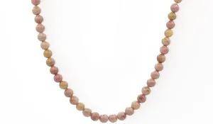 Sterling Silver 90's Style Mini Adjustable Rhodonite Natural Gemstone Necklace