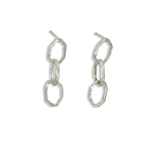 Sterling Silver Carved Chain Link Earrings