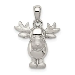 Sterling Silver Polished Satin Moose Pendant