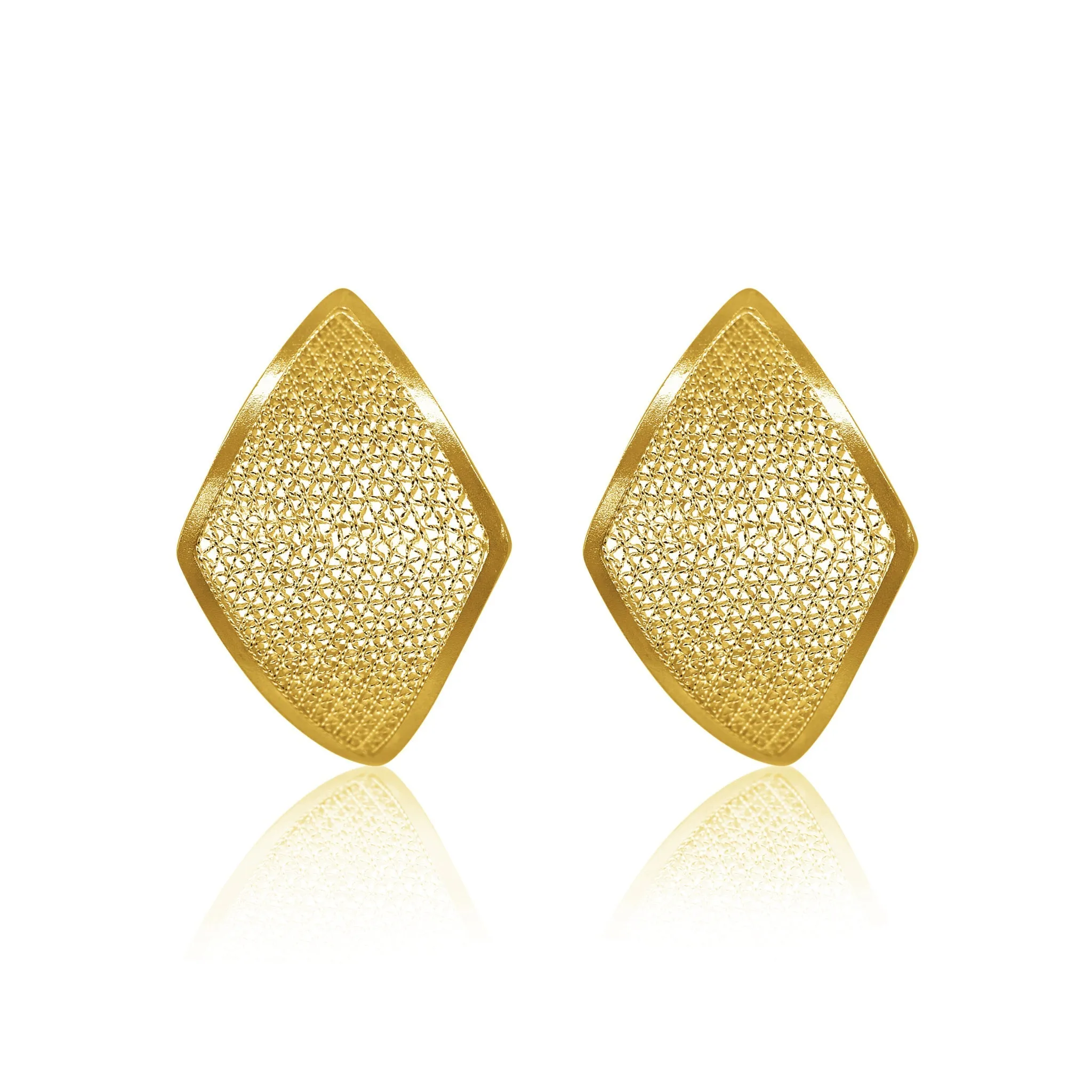 TAMMY GOLD LARGE STUD EARRINGS FILIGREE