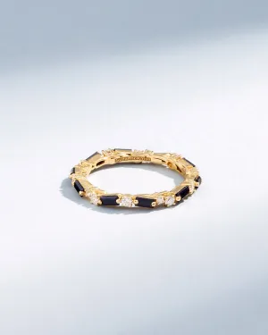 Thin Mix Black Sapphire Eternity Band