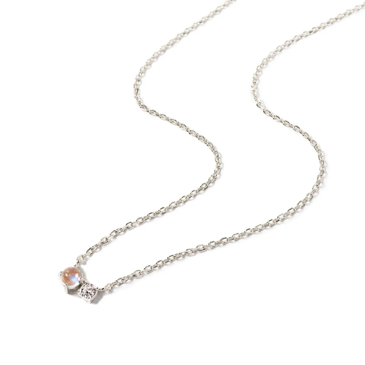 Tiny Moonstone Duet Necklace