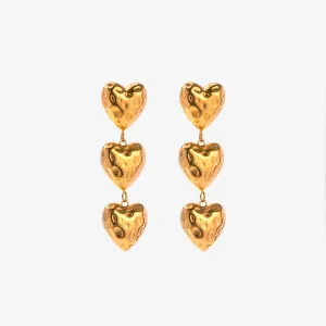 Triple Heart Earrings