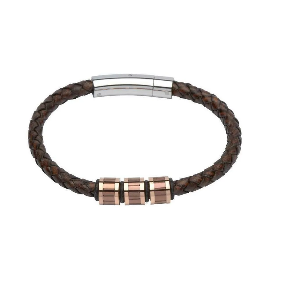 Unique & Co Brown Leather Mens Bracelet B278ADB19