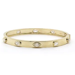 Unique Bezel Set Fancy Diamond Bangle Bracelet