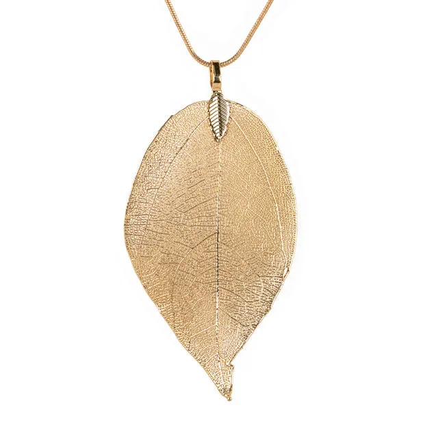 Unique Leaf Pendant Statement Necklace