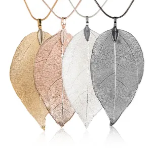 Unique Leaf Pendant Statement Necklace