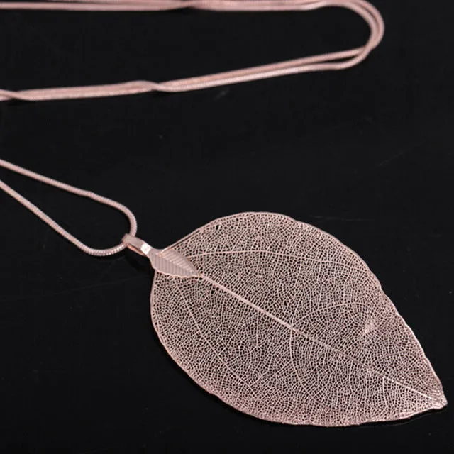 Unique Leaf Pendant Statement Necklace