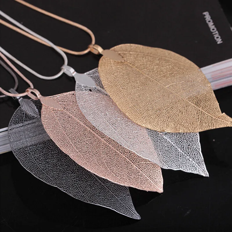 Unique Leaf Pendant Statement Necklace