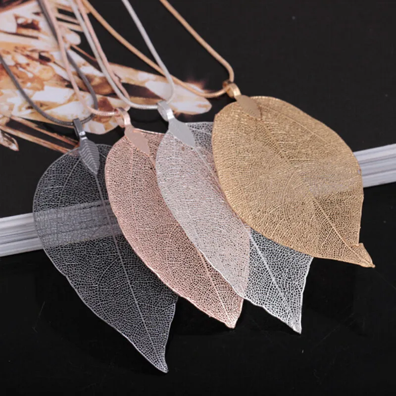 Unique Leaf Pendant Statement Necklace