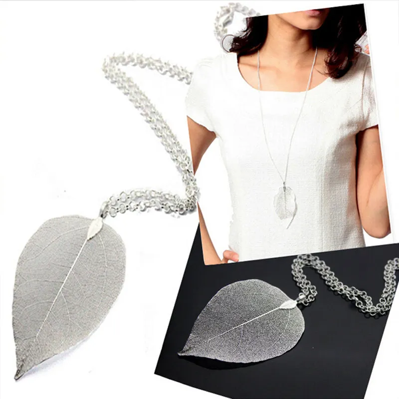 Unique Leaf Pendant Statement Necklace