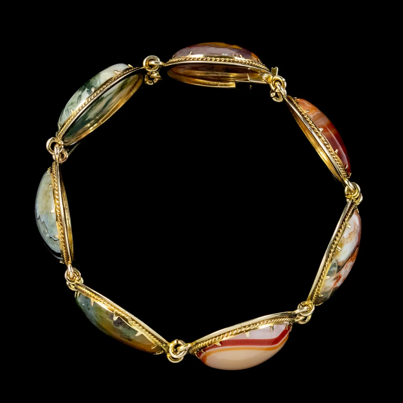 Vintage Scottish Agate Bracelet 15ct Gold Circa 1960