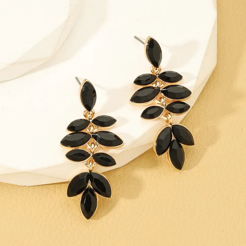 Vintage Vienna Verve Leaf Earrings - Elegant Alloy Jewelry for Women