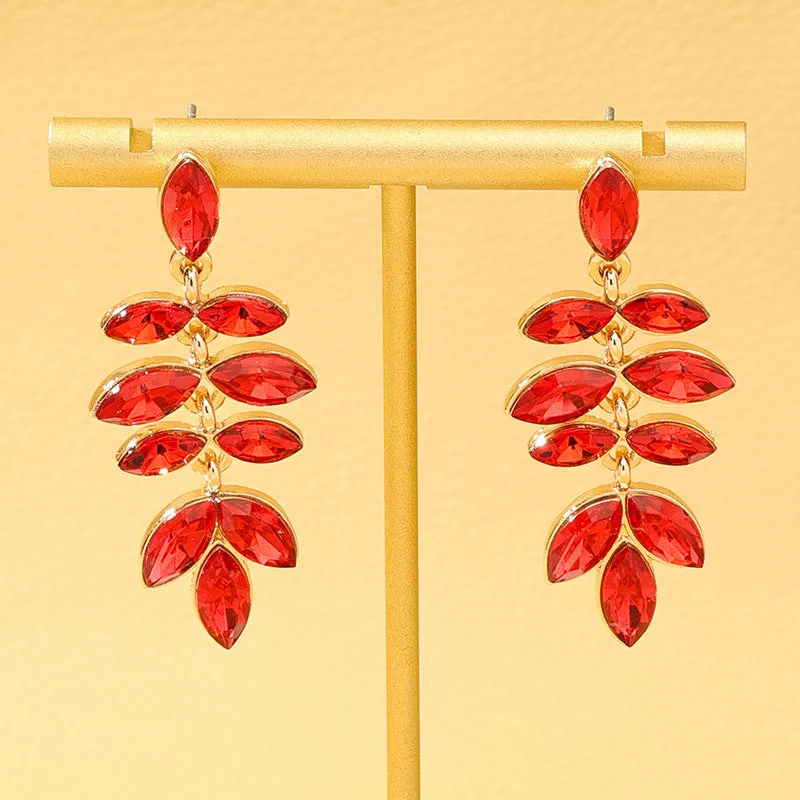 Vintage Vienna Verve Leaf Earrings - Elegant Alloy Jewelry for Women