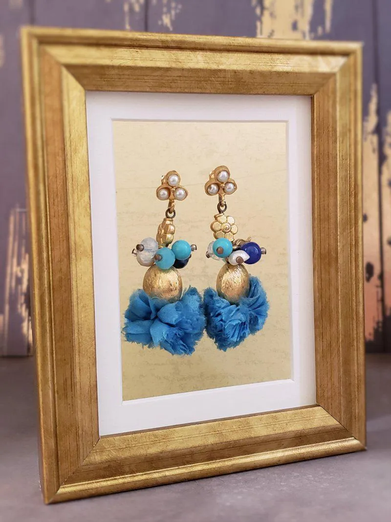 Whimsical Earrings - Blue and Gold