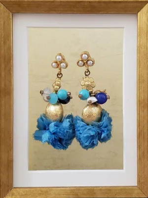 Whimsical Earrings - Blue and Gold