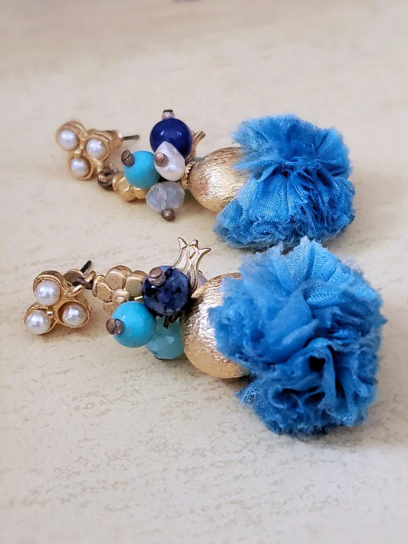 Whimsical Earrings - Blue and Gold