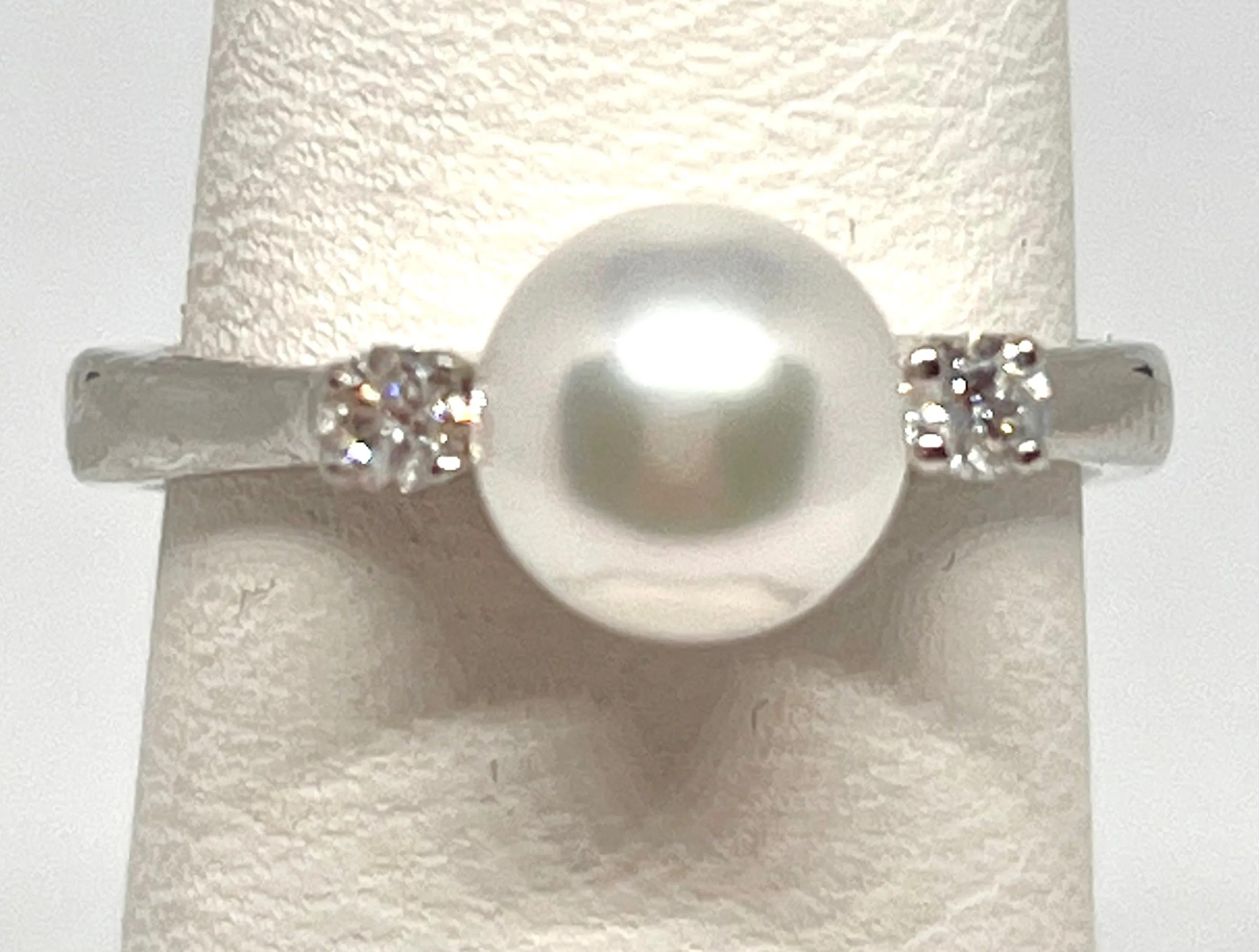 White Gold Pearl and Diamond Ring