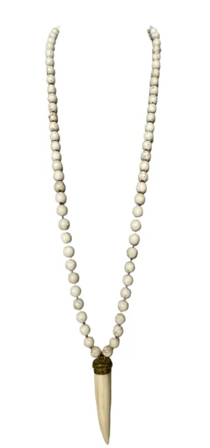 White Natural Magnesite Hand Knotted Necklace