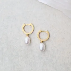 White Pearl Huggie Earrings