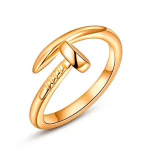 Yellow Chimes Western Style Nail Screw Design Gold Plated Stylish Rings for Women and Girl's